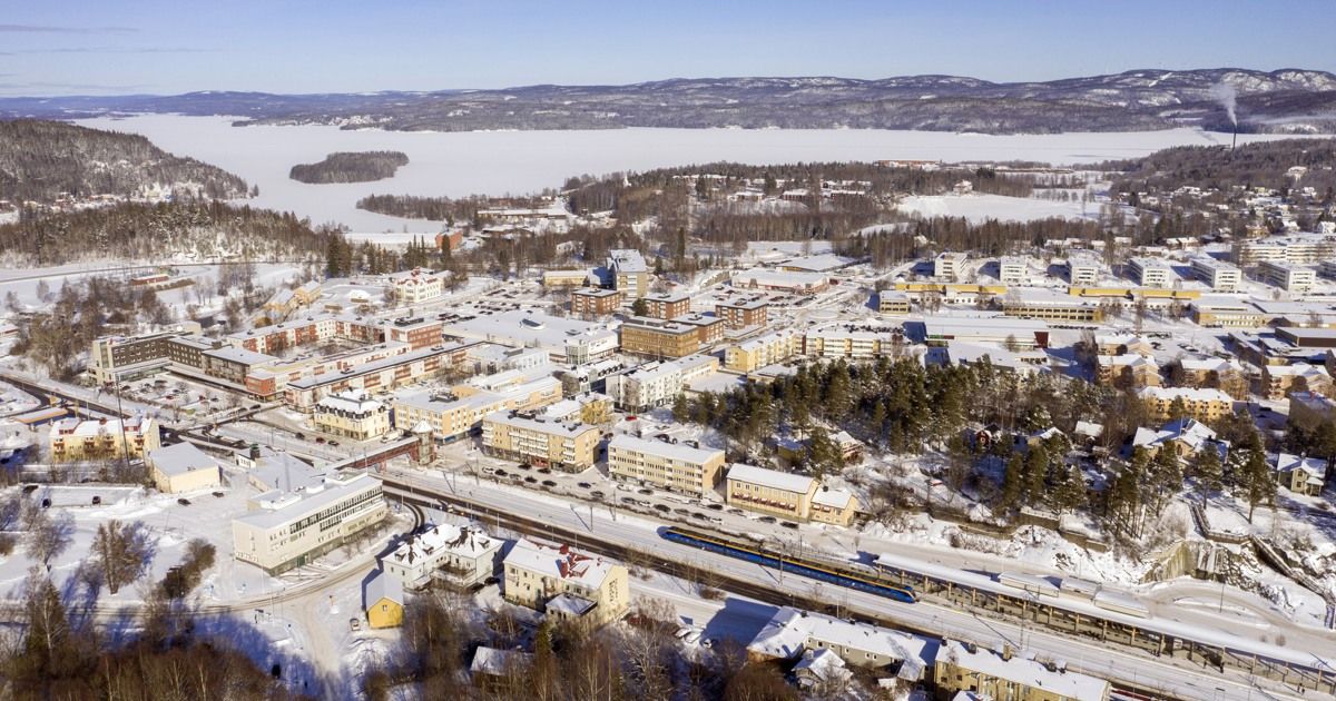 Vy över Kramfors stad vintertid